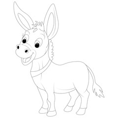 Kawaii Donkey Hand Draw Coloring Page
