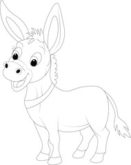 Kawaii Donkey Hand Draw Coloring Page