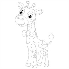 Kawaii Giraffe Wildlife Coloring Page