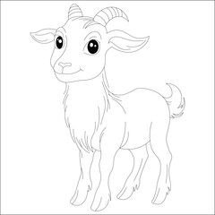 Kawaii Goat Hand Draw Coloring Page