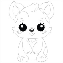 Kawaii Kitten Hand Draw Coloring Page