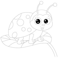 Kawaii Ladybug Line Draw Bug Coloring Page
