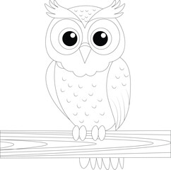 Kawaii Owl  Line Draw Coloring Page