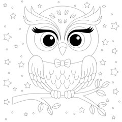 Kawaii Owl Hand Draw Coloring Page