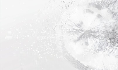Abstract gray and white background with circular gears, data points, or binary code for a technology concept illustration design Generative AI