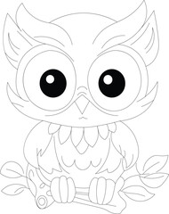 Kawaii Owl Hand Draw Coloring Page