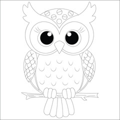 Kawaii Owl Line Draw   Coloring Page