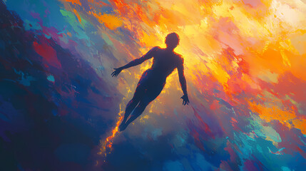 Naklejka premium abstract person figure floating