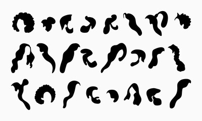 Vector set of women's and men's hairstyles.