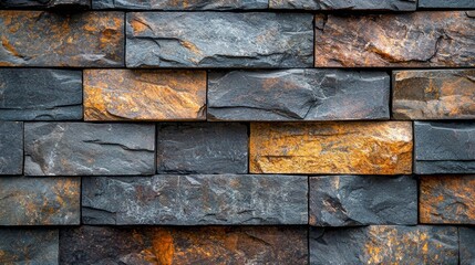 Intricate layers of dark and warm-toned stones create a unique wall surface that embodies natural elegance. The variety of textures and colors adds depth and character to the rustic environment