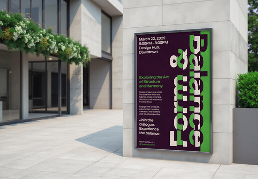 International Grid Style Poster Template with Sliced Typography