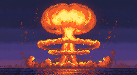 Pixelated Atomic Blast: A Digital Depiction of Nuclear Explosion