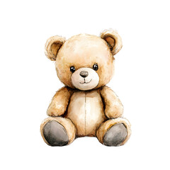 Obraz premium watercolor illustration of a teddy bear on a transparent background