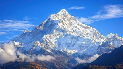Obraz premium Snow-capped mountains, close-up of peaks covered in snow, bright blue sky
