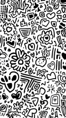 Intricate black and white abstract patterns showcasing dynamic lines and shapes	