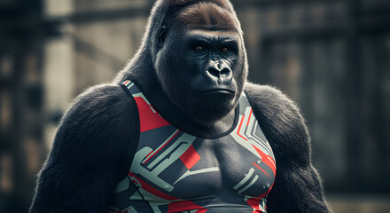 Powerful Gorilla in Athletic Singlet