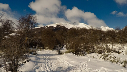 Imagen captada en la Patagonia Argentina cerca de Ushuaia, en la que se pueden observar los nevados. Los paisajes son absolutamente increíbles.