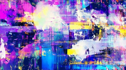 Vibrant abstract art with layered textures and bold color blends creating a modern feel
