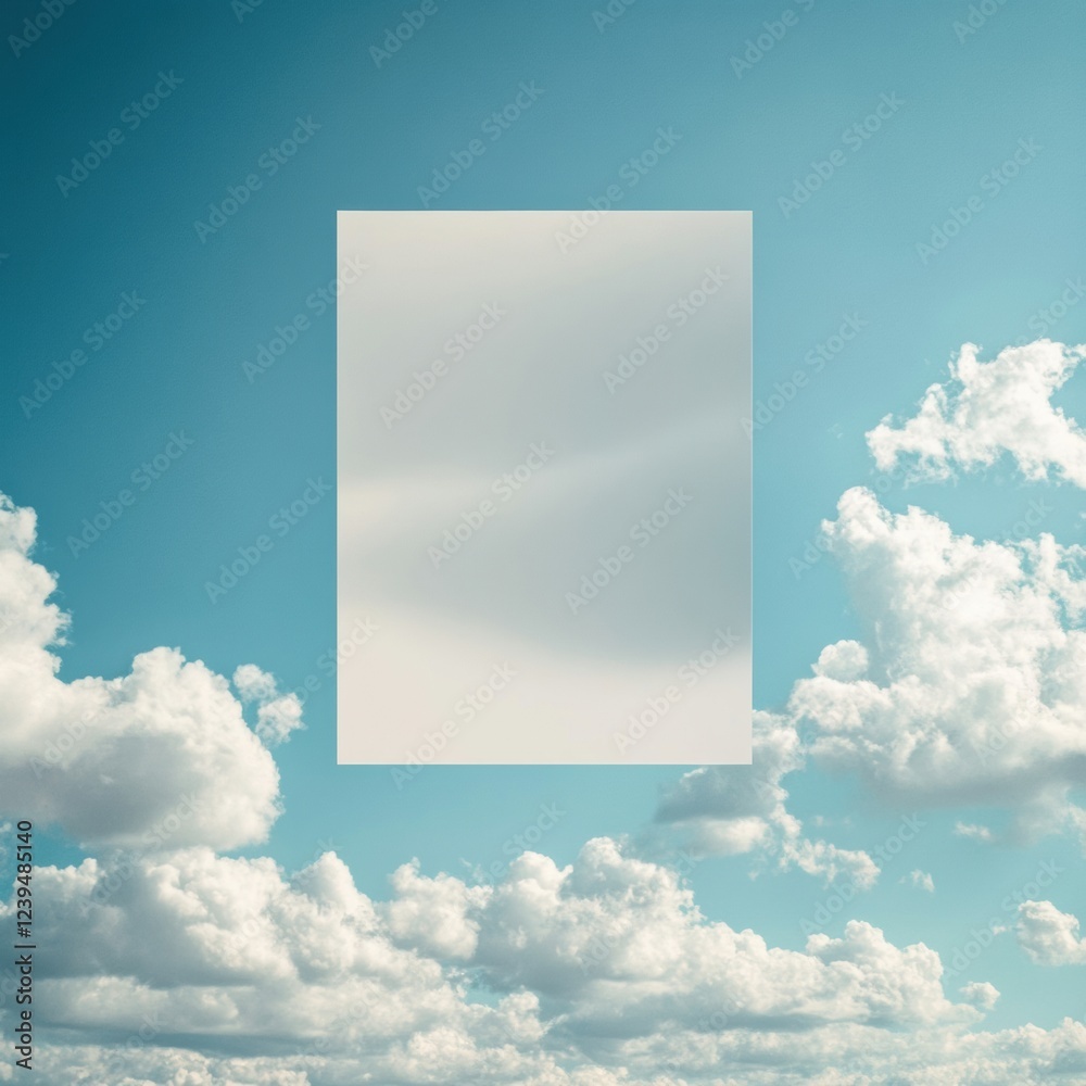 Poster Canvas of clouds fills the sky with a blank space inviting imagination and creativity during a sunny day. Generative AI