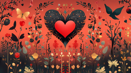 A romantic holiday celebrated on february often associated with a traditional red color scheme and symbolic heart motifs. Symbolic Motifs. Illustration