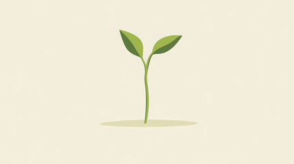 A simple upward-curving line or shaping a growing sprout in a gentle green symbolizing growth, renewal and hope themes. Symbolic Motifs. Illustration