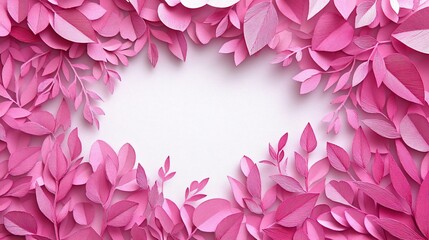 Pink paper leaves frame a white space, design element, background