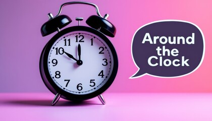 Retro Clock Ticking Time With Chat Bubble In Front Of Gradient Backdrop