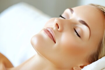 Woman is sleeping on a bed with a towel over her head