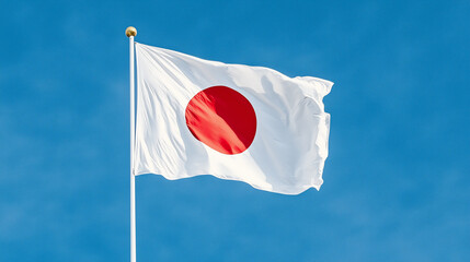 Japanese National Flag Waving in the Wind - obrazy, fototapety, plakaty