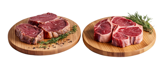 Carne bovina crua, com capa de gordura isolada em fundo transparente