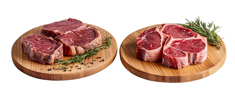 Carne bovina crua, com capa de gordura isolada em fundo transparente