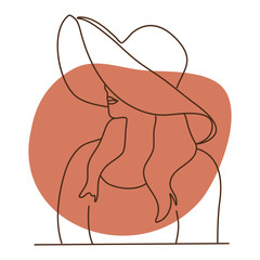 Hand drawn woman vector lineart illustration. Woman Line Art Minimalist Logo
