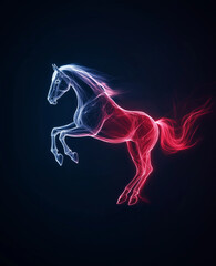 Leuchtendes Einhorn in futuristischem neonfarbigen Stil

