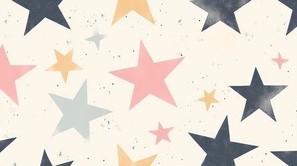 Obraz premium Simple geometric stars in muted tones, evenly spaced on a soft cream backdrop for a modern and minimal look. Geometric Patterns. Illustration