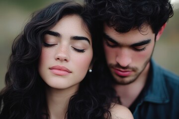 Obraz premium Man and a woman are hugging each other