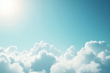 Soft white clouds floating in a bright blue sky under warm sunlight during a clear daytime. Generative AI