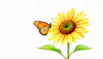 Butterfly resting on sunflower bloom