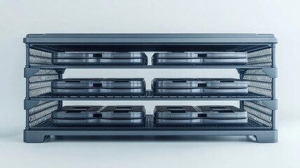 Modern storage solution showcasing stacked containers in a minimalist setting with neutral tones