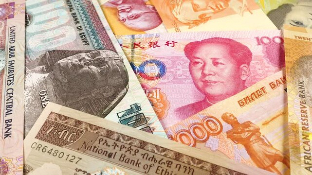 BRICS currencies. BRICS common money. 4K stock video footage