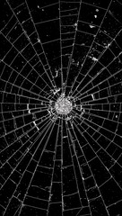 Naklejka premium Intricate web of cracked glass with radiating lines