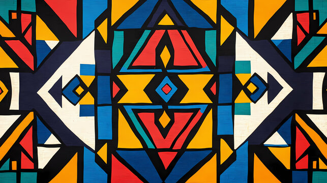 Colorful geometric ndebele art pattern on south african textile fabric, ndebele, traditional, art, pattern, south african. Geometric Patterns. Illustration