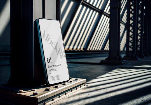 Smartphone Mockup in Industrial Scene