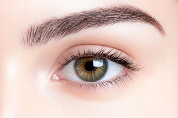 Obraz premium Woman's eye with a brownish-green color