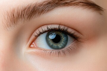 Obraz premium Woman's eye is open and has a blue tint