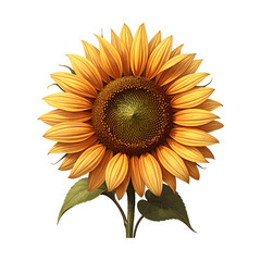 Obraz premium Sunflower cut out illustration with intricate petal and seed details isolated transparent background for nature and floral designs