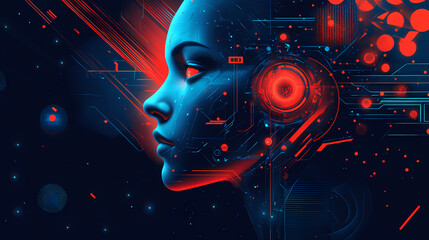 Futuristic cybernetic portrait exploring the intersection of humanity and technology in a sci-fi realm. Sci-Fi Influence. Illustration