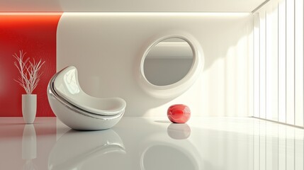 Modern white bathroom with stylish decor