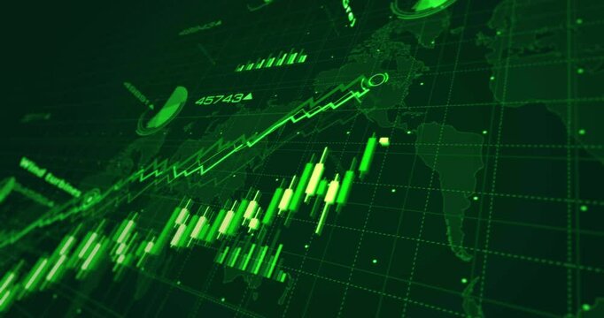 Green energy clean power and sustainable economy charts and graphs diagram seamless and loopable concept
