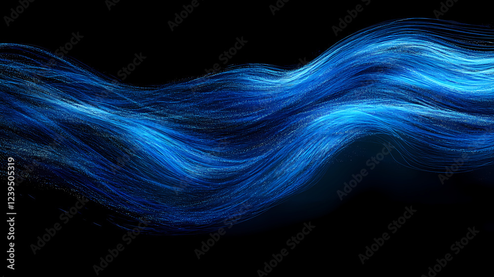 Wall mural vibrant blue light trails creating a dynamic motion effect in a digital abstract background with a s