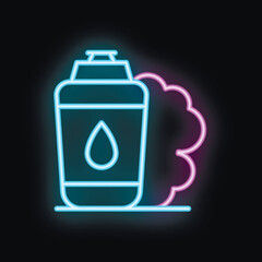 Neon sign representing the benefits of staying hydrated while working out, showing a bottle next to a cloud of steam